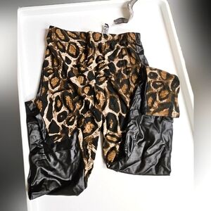 NWT FAUX LEATHER BACKED TRUE ROCK KID'S LEOPARD LEGGING PANTS SIZE S/M!